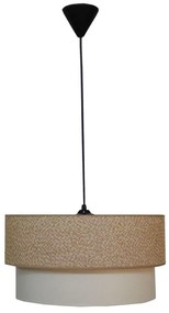 Φωτιστικό Οροφής 14-0279 1/Ε27 Φ40/35x95cm Αμπαζούρ Brown-Cream Heronia Metal, Fabric