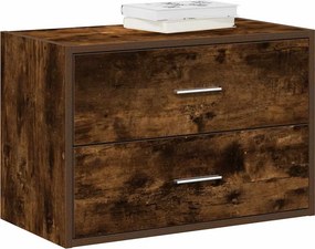 vidaXL Ντουλάπι με 2 συρτάρια Καπνιστή Δρυς 60x31x40εκ. από Επεξ. Ξύλο