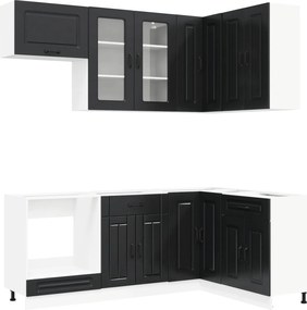 vidaXL Μονάδα κουζίνας KALMAR 8 pcs Μαύρο Επεξεργασμένο Ξύλο