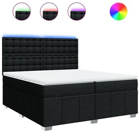 vidaXL Κρεβάτι Boxspring με Στρώμα Μαύρο 200x200 εκ. Υφασμάτινο