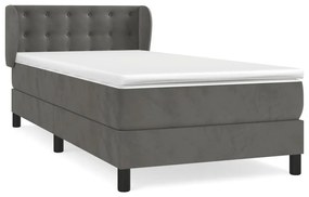 vidaXL Κρεβάτι Boxspring με Στρώμα Σκούρο Γκρι 100x200 εκ. Βελούδινο