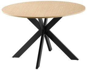 Τραπέζι Jeston pakoworld MDF καρυδί-πόδι μαύρο μέταλλο Φ120x75εκ