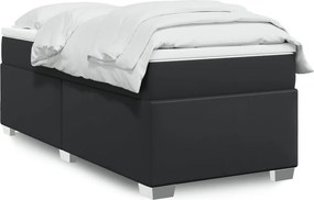 vidaXL Κρεβάτι Boxspring με Στρώμα Μαύρο 90x200εκ. από Συνθετικό Δέρμα