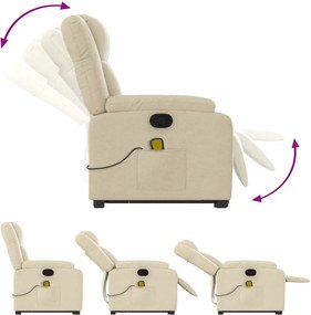 vidaXL Πολυθρόνα Μασάζ Ανακλινόμενη με Ανύψωση Κρεμ Υφασμάτινη