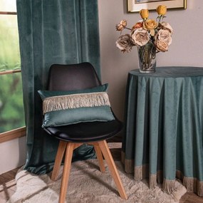Μαξιλαροθήκη Διακοσμητική Velvet Με Κρόσσι 15 Pine Green Teoran 30X50 Cotton-Acrylic