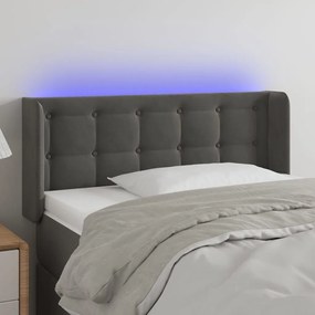 Κεφαλάρι Κρεβατιού LED Σκούρο Γκρι 103x16x78/88 εκ. Βελούδινο - Γκρι