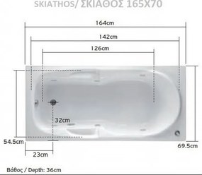 Acrilan Skiathos - Ακρυλική Μπανιέρα 165x70 εκ - Maxxcoat
