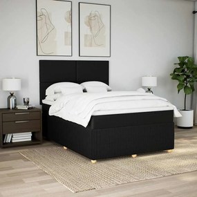 vidaXL Κρεβάτι Boxspring με Στρώμα Μαύρο 160x200 εκ. Υφασμάτινο