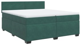 vidaXL Κρεβάτι Boxspring με Στρώμα Σκούρο Πράσινο 200x200εκ. Βελούδινο