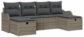 vidaXL Σετ Καναπέ Κήπου με μαξιλάρι 6 pcs Γκρι Πολυ ράταν