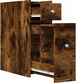 vidaXL Ντουλάπι Μπάνιου Στενό με Ροδάκια Καπνιστή Δρυς Επεξ. Ξύλο