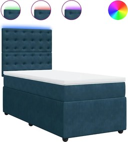 vidaXL Κρεβάτι Boxspring με Στρώμα Μπλε 100x200 εκ. Βελούδινο