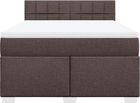 vidaXL Κρεβάτι Boxspring με Στρώμα Σκούρο Καφέ 140x190 εκ. Υφασμάτινο