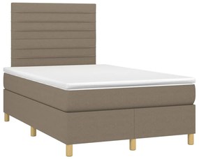 vidaXL Κρεβάτι Boxspring με Στρώμα &amp; LED Taupe 120x200 εκ. Υφασμάτινο