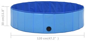 Πισίνα για Σκύλους Πτυσσόμενη Μπλε 120 x 30 εκ. από PVC