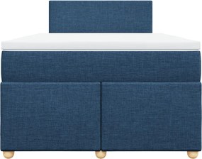 vidaXL Κρεβάτι Boxspring με Στρώμα Μπλε 120x200 εκ. Υφασμάτινο