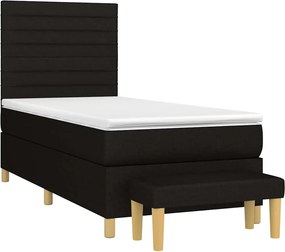 vidaXL Κρεβάτι Boxspring με Στρώμα Μαύρο 90x200 εκ. Υφασμάτινο