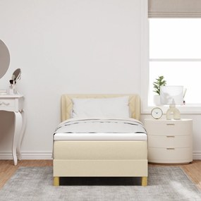 vidaXL Κρεβάτι με Στρώμα σε Κρέμ, 90x200 εκ., Υφασμάτινο