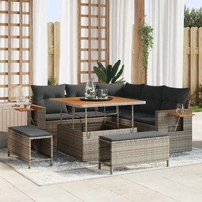 vidaXL Σετ Καναπέ Κήπου με μαξιλάρι 8 pcs Γκρι 100 x 100 x 71 cm