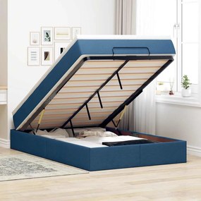 vidaXL Οθωμανικό κρεβάτι με στρώμα μπλε 120x200cm ύφασμα