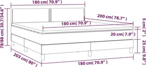 vidaXL Κρεβάτι Boxspring με Στρώμα Σκούρο Γκρι 180x200 εκ Υφασμάτιν