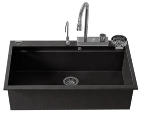 Sanitec Ultra Granite 850 Quartz Multi Ένθετος Γρανιτένιος Νεροχύτης 79Χ50cm Grafite (Inox accessories)