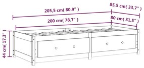 Καναπές Κρεβάτι Χωρίς Στρώμα Λευκό 80x200 εκ. Μασίφ Ξύλο Πεύκου - Καφέ