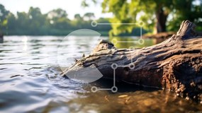Intra Συλλεκτικό Ξύλινο Παζλ Plywood  4mm - Όμορφη εικόνα ενός πεσμένου κορμού δέντρου σε ένα ποτάμι Σε Ξύλινο Κουτί - Διαστάσεις: 10x10 cm – 25 κομμάτια