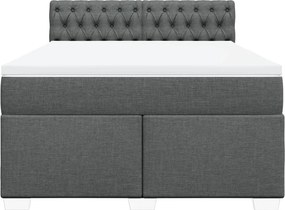 vidaXL Κρεβάτι Boxspring με Στρώμα Σκούρο Γκρι 140x190 εκ. Υφασμάτινο