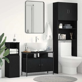 vidaXL Ντουλάπα Νιπτήρα Μαύρο Δρυς 80x30x60 εκ. Κατασκευασμένο ξύλο