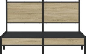 vidaXL Σκελετός Κρεβ. Χωρίς Στρώμα Sonoma Δρυς 140x190 εκ. Μεταλλικό