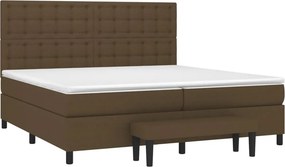 vidaXL Κρεβάτι Boxspring με Στρώμα Σκούρο Καφέ 200x200 εκ. Υφασμάτινο