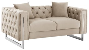 SOFA 2-SEATER t.CHESTERFIELD MOBAR  CREAM VELVET-METAL LEGS 154x85x68Hcm.