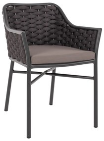 ARMCHAIR ALUMINUM  WITH ROPE- GREY COLOR 56x58x76Hcm.