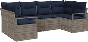 vidaXL Σετ Καναπέ με μαξιλάρι 6 pcs Γκρι Πολυ Ρατάν