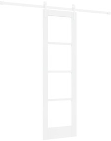vidaXL Συρόμενη Πόρτα  με Σετ Εξαρτημάτων Λευκή 61x198,5 εκ. Σκληρό Ξύλο Πεύκου