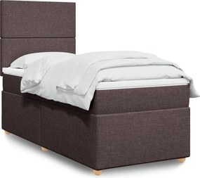 vidaXL Κρεβάτι Boxspring με Στρώμα Σκούρο Καφέ 80x200 εκ. Υφασμάτινο