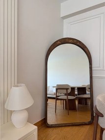 Stewehome Minimal οβάλ καθρέφτης δαπέδου από καρυδιά 180x100 cm