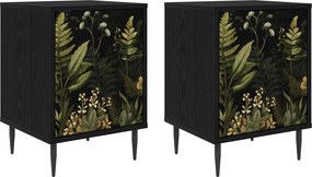 vidaXL Κομοδίνο RHENEN 2 τμχ. Μαύρη Δρυς 36 x 33 x 51 εκ.
