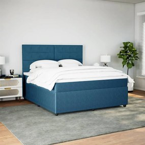 vidaXL Κρεβάτι Boxspring με Στρώμα Μπλε 180x200 εκ. Βελούδινο