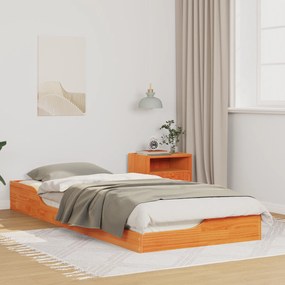 vidaXL Κρεβάτι δαπέδου Καφέ κεριού 80 x 220 cm Μασίφ ξύλο πεύκου
