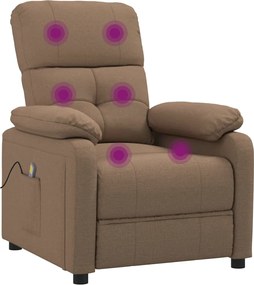 vidaXL Πολυθρόνα Μασάζ Καφέ Υφασμάτινη