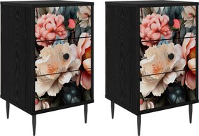 vidaXL Κομοδίνο BORNE 2 τμχ. Μαύρη Δρυς 36 x 33 x 61 εκ.