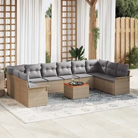 vidaXL Σετ Καναπέ Κήπου 11 pcs Μπεζ Πολυ ράταν