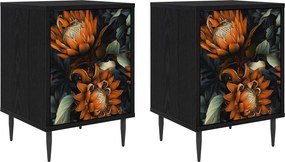 vidaXL Κομοδίνο LOCHEM 2 τεμ. Μαύρη Δρυς 36 x 33 x 51 εκ.