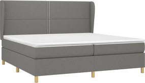 vidaXL Κρεβάτι Boxspring με Στρώμα Σκούρο Γκρι 200x200 εκ. Υφασμάτινο