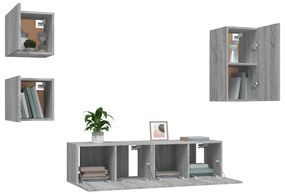 vidaXL Σετ Επίπλων Τηλεόρασης 5 Τεμ. Γκρι Sonoma Επεξεργασμένο Ξύλο