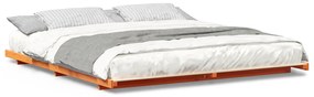 vidaXL Κρεβάτι δαπέδου Καφέ κεριού 200 x 220 cm Μασίφ ξύλο πεύκου