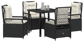 vidaXL Σετ 5 Τεμαχίων Επίπλων Κήπου Μαύρο Poly Rattan