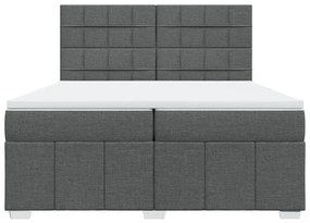 Κρεβάτι Boxspring με Στρώμα Σκούρο Γκρι 200x200 εκ. Υφασμάτινο - Γκρι